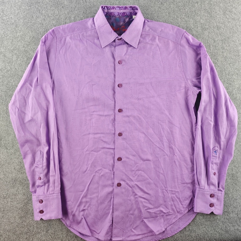 Robert Graham Classic Fit Button Down Mens Small Purple Jacquard Long Sleeve